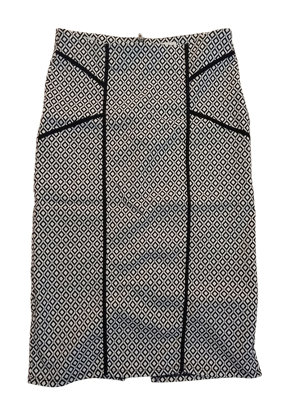💫Monteau Black and White Women's Geometric Panel Pencil Midi Skirt SL
